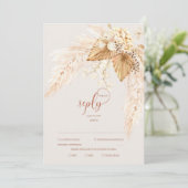 Boho Dried Flowers and Pampas Grass RSVP Kaart (Staand voorkant)