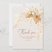 Boho Dried Flowers and Pampas Grass Wedding Bedankkaart (Voorkant)