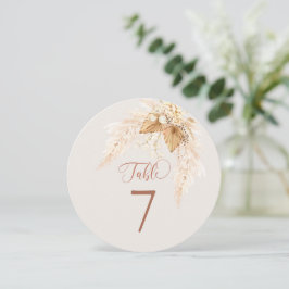 Boho Dried Flowers Circle Table Number Kaart