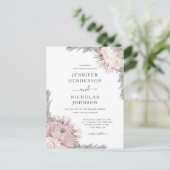 Boho Dried Flowers Dusty Roos Wedding Invitation Uitnodiging Briefkaart (Staand voorkant)