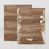 Boho Dried Flowers & Wooden Texture Vrijgezellenfe Kaart (Voorkant / Achterkant)