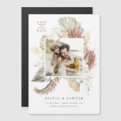 Boho Dried Palm and Orchids Photo Save the Date Magnetische Uitnodiging (Voorkant / Achterkant)