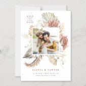 Boho Dried Palm and Orchids Photo Save the Date Magnetische Uitnodiging (Voorkant)