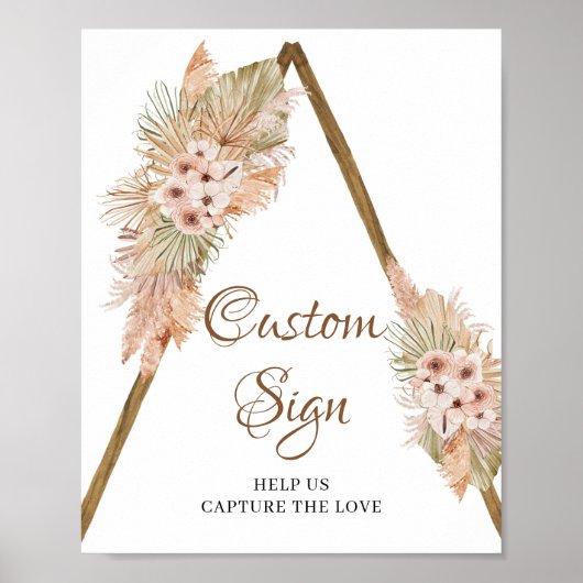 Boho Dried Palm laat Pampas Grass Aangepast Sign Poster (Voorkant)
