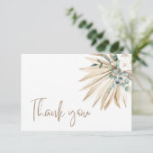 Boho Dried Palm Leaf Bouquet Hartelijk dank Bedankkaart (Staand voorkant)