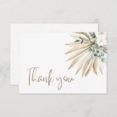 Boho Dried Palm Leaf Bouquet Hartelijk dank Bedankkaart (Voorkant / Achterkant)