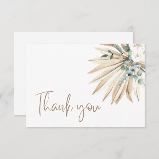 Boho Dried Palm Leaf Bouquet Hartelijk dank Bedankkaart (Voorkant / Achterkant)