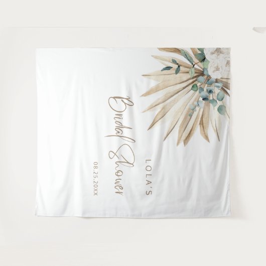 Boho Dried Palm Leaf Bouquet Wandkleed (Voorkant (horizontaal))