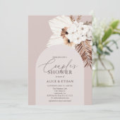 Boho Dried Palm Leaves Couples Shower Invitation Kaart (Staand voorkant)
