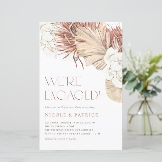 Boho Dried Palm Leaves Engagement Party (Staand voorkant)