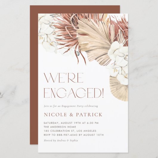 Boho Dried Palm Leaves Engagement Party (Voorkant / Achterkant)