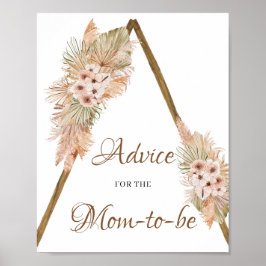 Boho Dried Palm Leaves Pampas Grass Advice Sign Poster