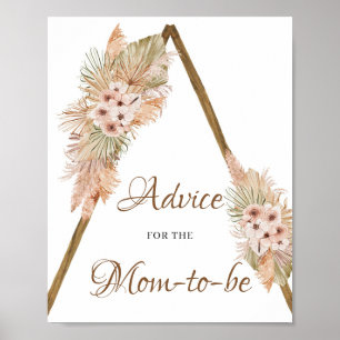 Boho Dried Palm Leaves Pampas Grass Advice Sign Poster