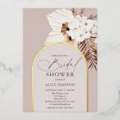 Boho Dried Palm Leaves Vrijgezellenfeest Folie Uitnodiging (Voorkant)