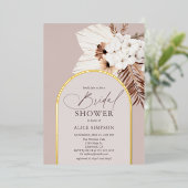 Boho Dried Palm Leaves Vrijgezellenfeest Folie Uitnodiging (Staand Voorkant)