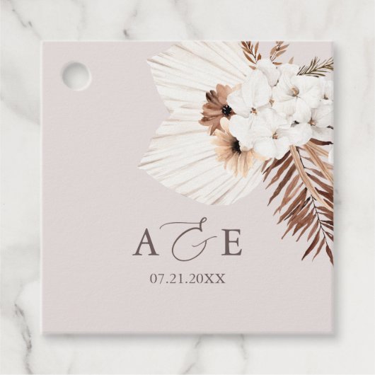 Boho Dried Palm Leaves Wedding Bedankjes Labels (Voorkant)
