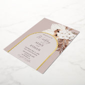 Boho Dried Palm Leaves Wedding Folie Uitnodiging (Gedraaid)