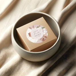 Boho Dried Palm Leaves Wedding Square Sticker