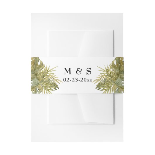 Boho Dried Palm Leaves Wedding Uitnodigingen Wikkel (Voorkant Voorbeeld)