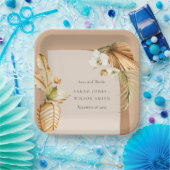 Boho Dried Palm Rust Floral Arch Wedding Bedankt Papieren Bordje (Feest)