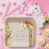 Boho Dried Palm Rust Floral Arch Wedding Bedankt Papieren Bordje (Feest)