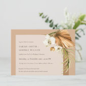 Boho Dried Palm Rust Floral Arch Wedding Invite Bedankkaart (Staand voorkant)