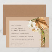 Boho Dried Palm Rust Floral Arch Wedding Invite Bedankkaart (Voorkant / Achterkant)