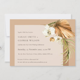 Boho Dried Palm Rust Floral Arch Wedding Invite Bedankkaart