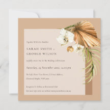 Boho Dried Palm Rust Floral Arch Wedding Invite