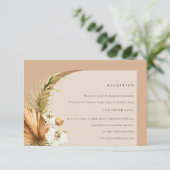 Boho Dried Palm Rust Floral Arch Wedding Reception Informatiekaartje (Staand voorkant)