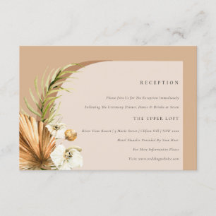 Boho Dried Palm Rust Floral Arch Wedding Reception Informatiekaartje