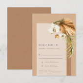 Boho Dried Palm Rust Floral Arch Wedding RSVP Informatiekaartje (Voorkant / Achterkant)