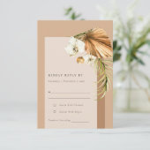 Boho Dried Palm Rust Floral Arch Wedding RSVP Informatiekaartje (Staand voorkant)