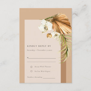 Boho Dried Palm Rust Floral Arch Wedding RSVP Informatiekaartje