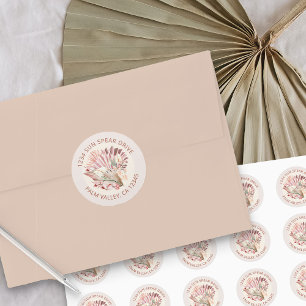 Boho Dried Palm Tropical Foliage Return Address Ronde Sticker