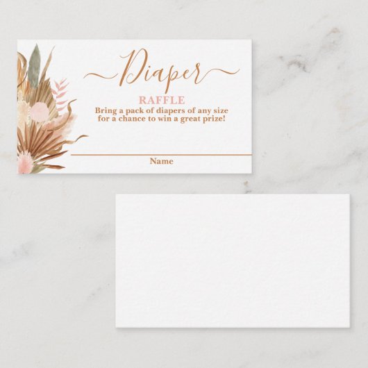 Boho Dried Palms Diaper Raffle Card Informatiekaartje (Voorkant / Achterkant)
