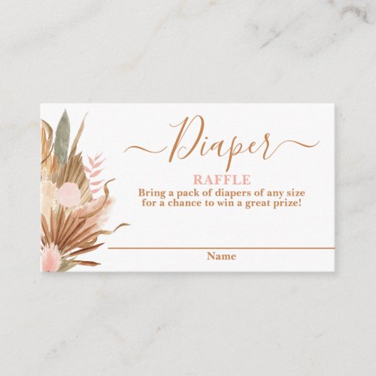 Boho Dried Palms Diaper Raffle Card Informatiekaartje (Voorkant)