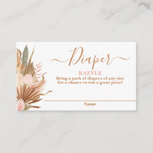 Boho Dried Palms Diaper Raffle Card