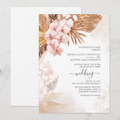 Boho Dried Palms Pampas Grass Terracotta Wedding Kaart (Voorkant / Achterkant)