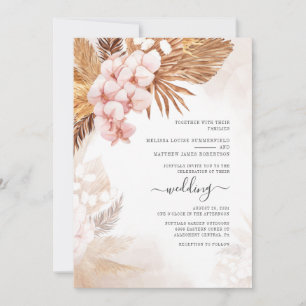 Boho Dried Palms Pampas Grass Terracotta Wedding Kaart