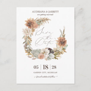 Boho Dried Pampas Grass Autumn sparen de Datum Briefkaart