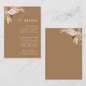 Boho Dried Pampas Grass Desert Wedding Details Informatiekaartje (Voorkant / Achterkant)