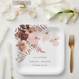 Boho Dried Rust Blush Fern Orchid Wedding Bedankt Papieren Bordje