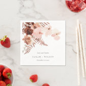 Boho Dried Rust Blush Fern Orchid Wedding Bedankt Servet (Insitu)