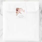 Boho Dried Rust Blush Fern Orchid Wedding Bedankt Vierkante Sticker (Tas)
