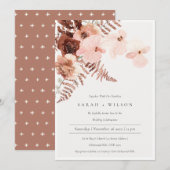 Boho Dried Rust Blush Fern Orchid Wedding Invite Bedankkaart (Voorkant / Achterkant)