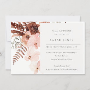 Boho Dried Rust Blush Orchid Baby shower Invite Bedankkaart