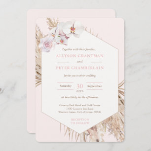 Boho Dried Tropical Palm Leaves Pampas Wedding Kaart
