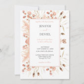 Boho Dried Watercolor Floral Wedding Kaart (Voorkant)