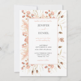 Boho Dried Watercolor Floral Wedding Kaart